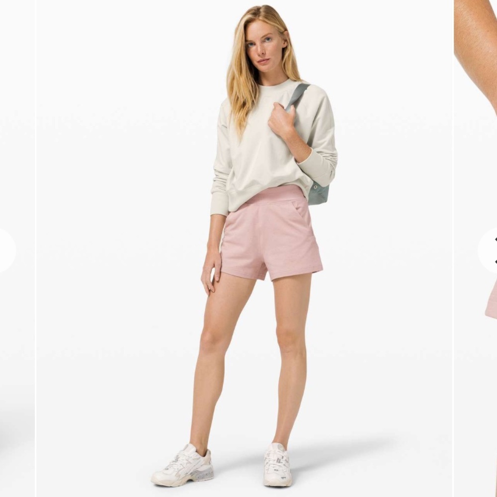 (6) Lululemon LA Sweat Short Mink Berry Pink Pima Cotton Small High Rise